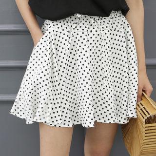 Inset Shorts Flared Dot Miniskirt