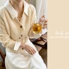 Buttoned Cable Knit Cardigan Light Beige - One Size