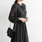 Tie-neck A-line Maxi Chiffon Dress