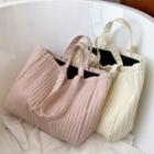 Plain Pleated Faux Leather Tote Bag