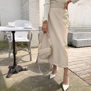 Maxi Pleather Skirt With Sash