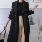 Wide-lapel Double-breasted Long Coat