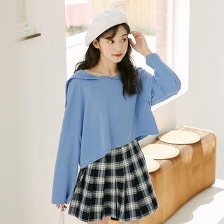 Embroidered Sailor Collar Flared-sleeve T-shirt