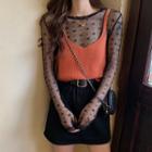 Set : See-through Long-sleeve Top + Tank Top