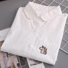 Unicorn Embroidered Shirt White - One Size