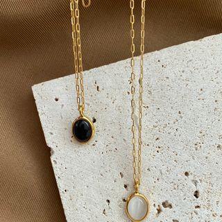 Cat Eye Stone Pendant Stainless Steel Necklace