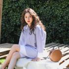 Contrast-collar Dip-back Stripe Shirt