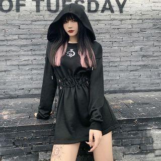 Moon Embroidery Hoodie Dress