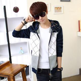 Check Color-block Hood Jacket