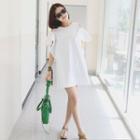 Dolman-sleeve Short-sleeve Oversized Crewneck Long T-shirt