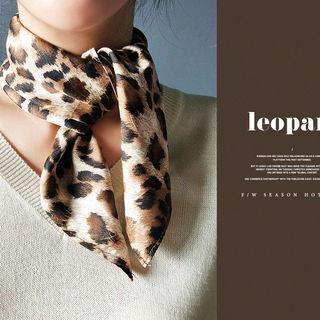 Leopard Light Square Scarf Beige - One Size