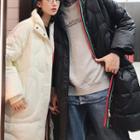 Couple Matching Stand Collar Buttoned Padded Coat