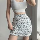 Fitted Floral Print Mini Skirt