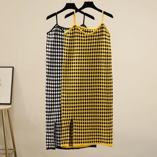 Check Strappy Knit Dress