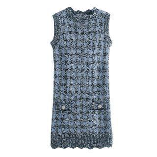Sleeveless Plaid Knit Midi Dress