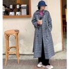 Plaid Loose-fit Trench Coat As Figure - One Size