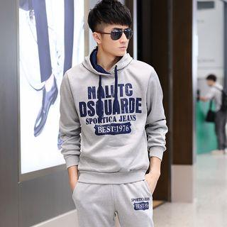 Set: Printed Drawstring Hoodie + Sweatpants