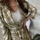 Single-breasted Plaid Blazer & Sash