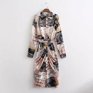 Print Maxi Sheath Shirtdress