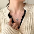 Sterling Sliver Checker Print Heart Necklace Check - Black & Silver - One Size