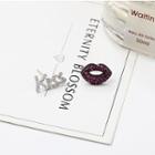 Non-matching Rhinestone Kiss & Lips Earring As Shown In Figure - One Size