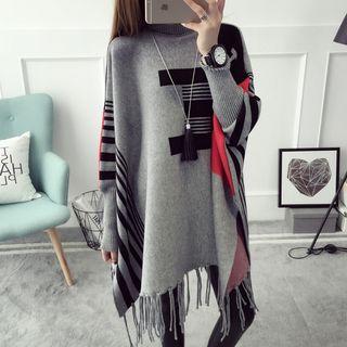 Turtleneck Knit Poncho
