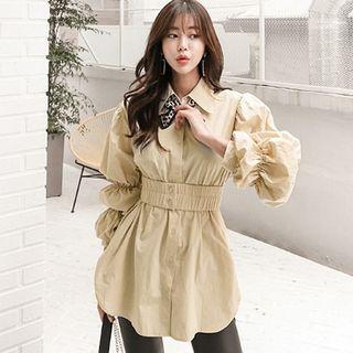 Lantern-sleeve Peplum Top