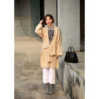 Tie-waist Open-front Cardigan
