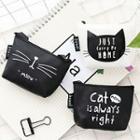 Cat Print Lettering Faux Leather Coin Purse