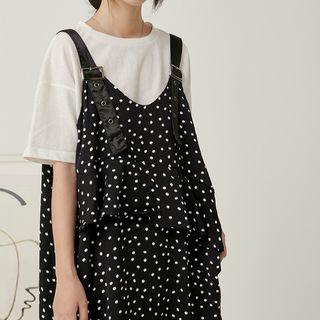 Dotted Irregular Hem Jumper Dress Black - One Size