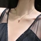 Rhinestone Necklace Necklace - Rose Gold - One Size