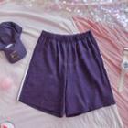 Stripe-side Shorts Purple & White - One Size
