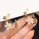 Flower Hoop Drop Earring 1 Pair - Silver Needle - As Shown In Figure - One Size