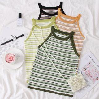 Striped Summer-knit Halter Top