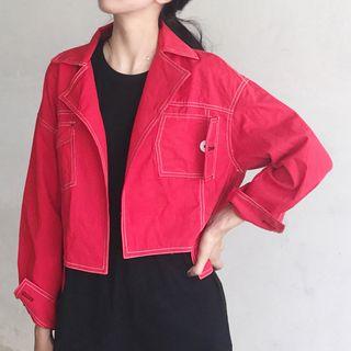 Notch Lapel Stitched Detail Jacket