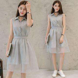 Set : Sleeveless Shirtdress + Tulle Skirt