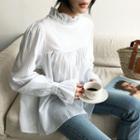 Frill-neck Shirred Peasant Blouse