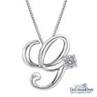 Initial Love 18k White Gold Diamond Pendant Necklace (16) - G