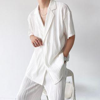 Short Sleeve Pleated Oversized Shirt