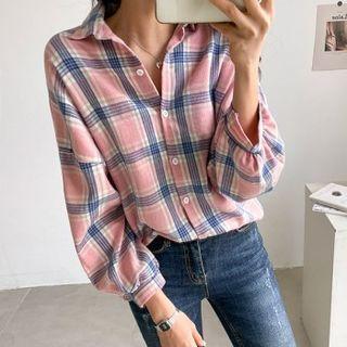 Dip-back Pastel Plaid Shirt
