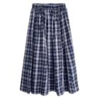High-waist Plaid Midi Skirt Plaid - One Size
