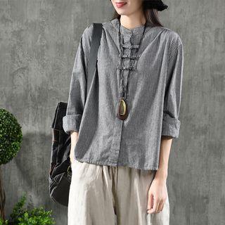 Long-sleeve Pinstriped Hanfu Top