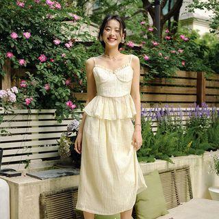 Set: Bow-back Camisole Top + Midi A-line Skirt