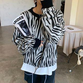 Zebra Print Drawstring Pullover