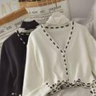 Stitched Loose-fit Cardigan With Choker