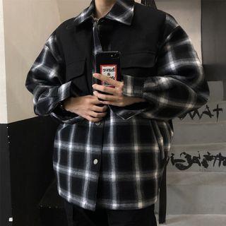 Paneled Plaid Jacket