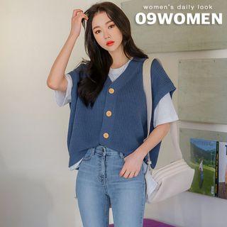 Plus Size Button-down Knit Vest