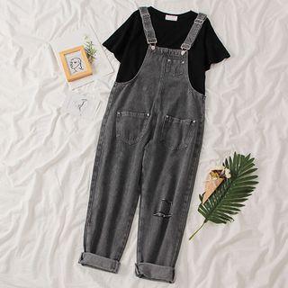 Harem Denim Jumper Pants / Short-sleeve T-shirt