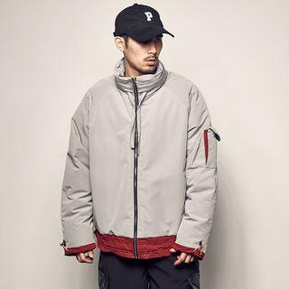 Color Block Padded Zip Coat