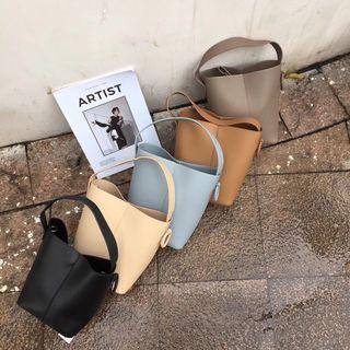 Faux Letter Crossbody Bucket Bag